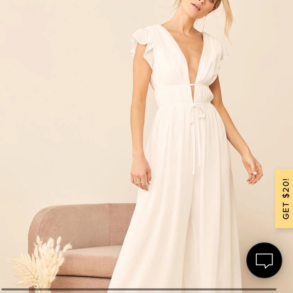 Lulu’s Our Love Song White Ruffled Wide-Leg Jumpsuit - Picture 2 of 7